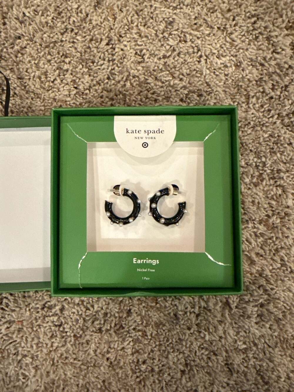 Kate Spade New York x Target Black Pearl Polka Dot Hoop Earrings